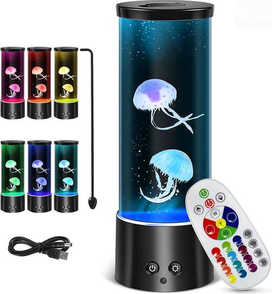 Foto: Led kwallen aquarium lamp realistische zwemmende jellyfish simulatie meerkleurige led verlichting batterij aangedreven met afstandsbediening decoratieve kunstlamp voor kinderen en volwassenen