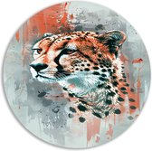Cheetah wandcirkel - Dieren muurdecoratie rond - Muurcirkels Achtergrond - Muurdecoratie kinderkamer - Wandschalen - Decoratie woonkamer muurcirkel forex 60x60 cm