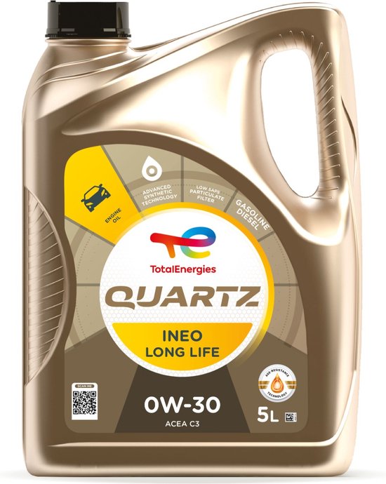 Foto: Total quartz ineo longlife 0w30 motorolie 5 liter lage saps brandstofbesparend