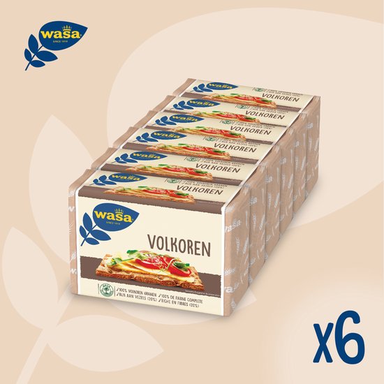 Wasa Volkoren Knäckebröd 6 x 260g bol