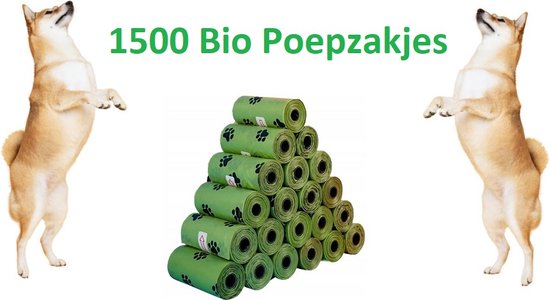 1500 Sacs à déjections canines Bio . 100 rouleaux x 15 pièces - Sac à crottes Chiens - Sacs à déjections canines Bio