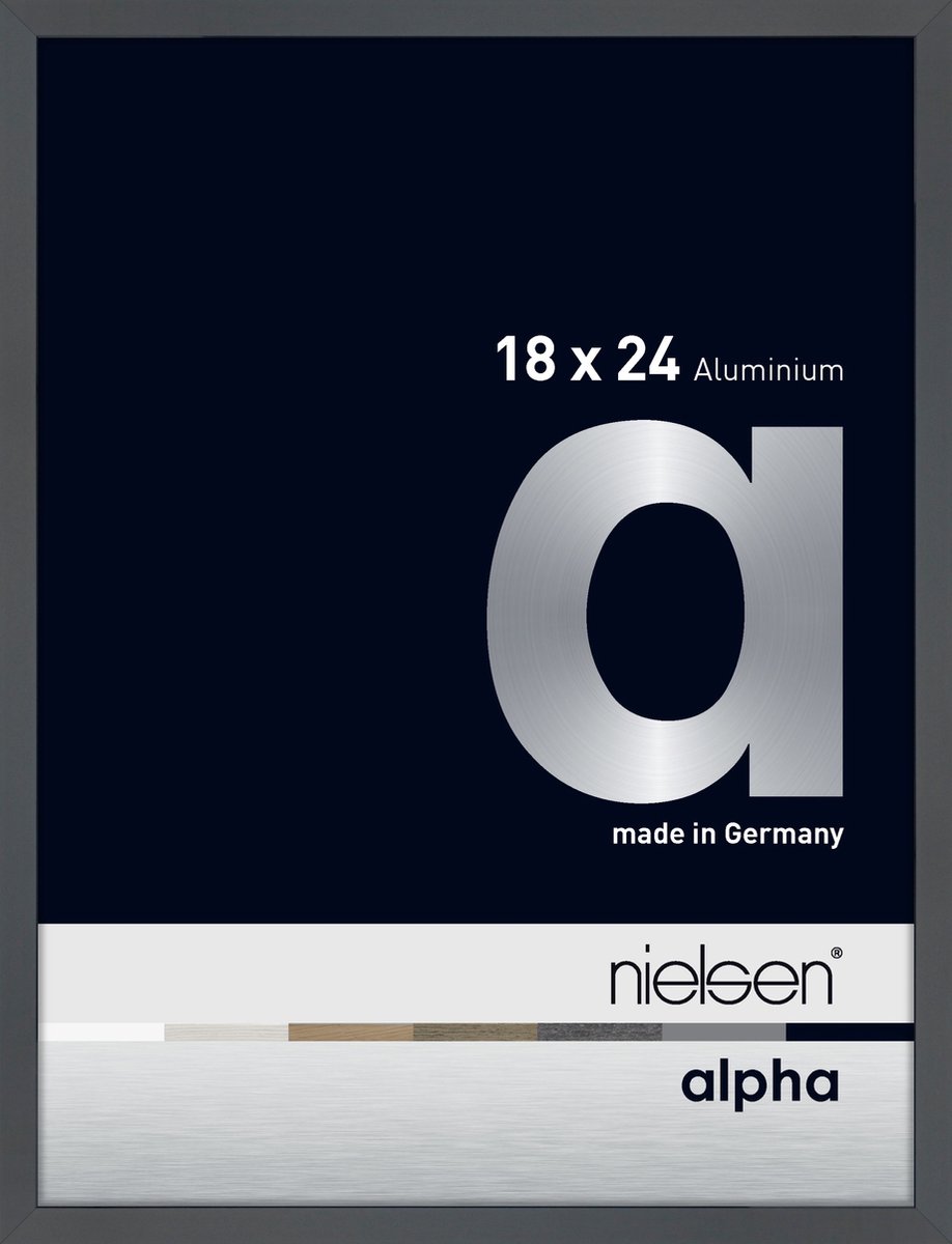 Nielsen Alpha Aluminium Fotolijst Glossy Dark Grey 18x24cm Donkergrijs-glanzend