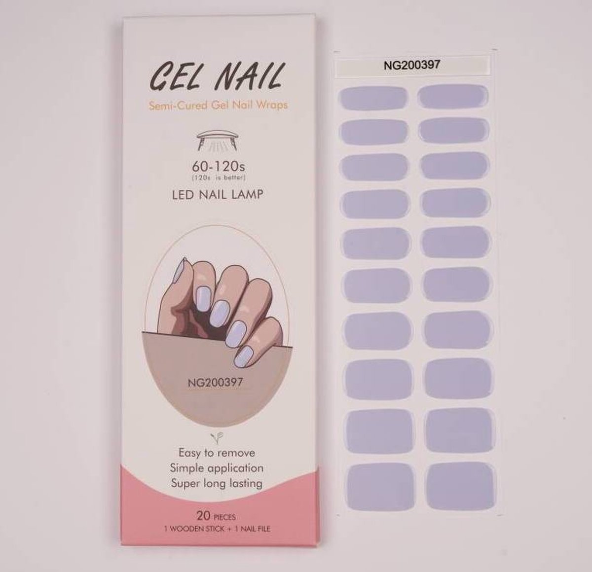 Goedkoopste Gel Nail Wraps – Gel Nagel Wraps – Gel Nail Stickers – Gel Nagel Folie - UV lamp – Grey Blue