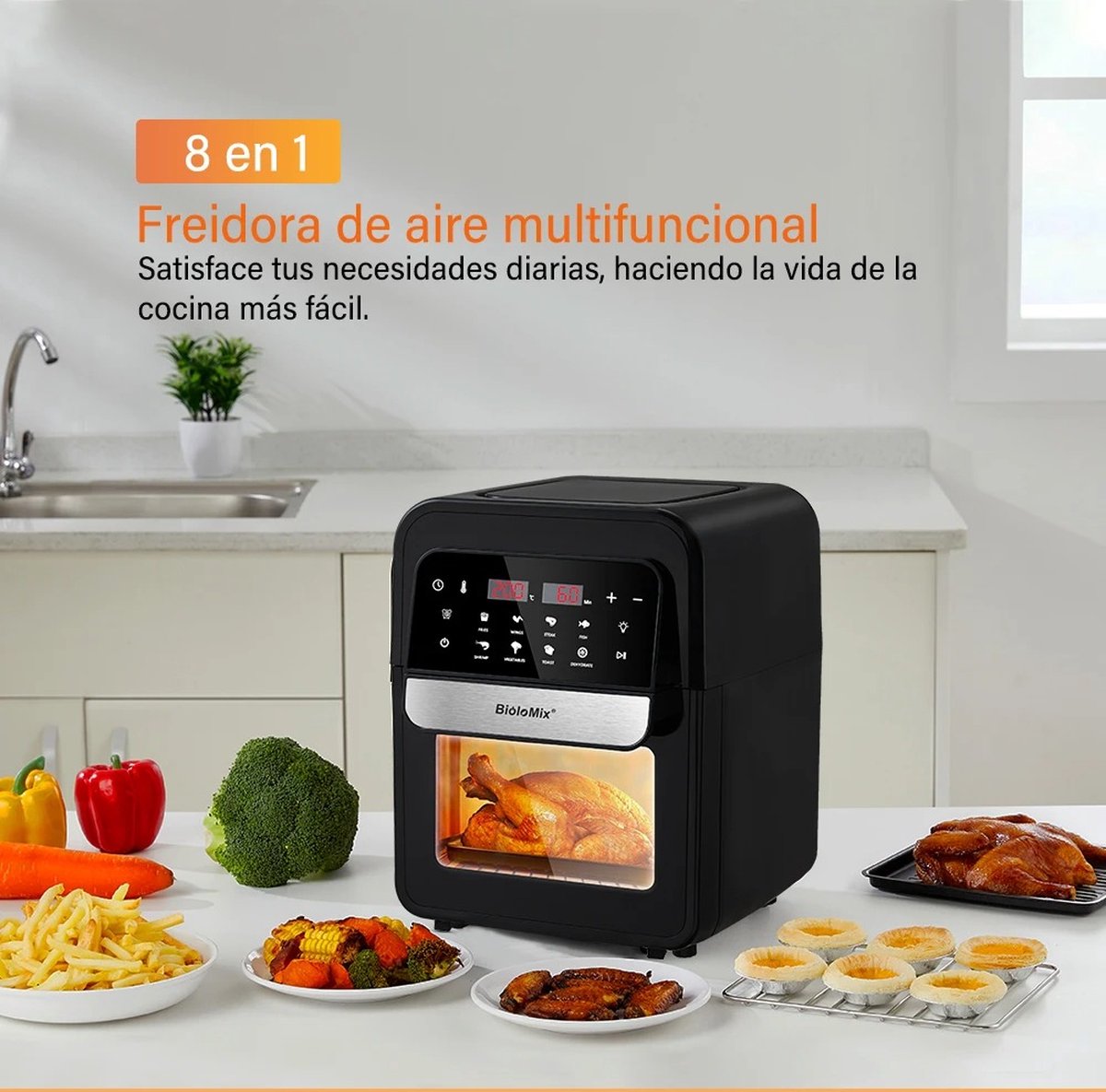 Robolux Friteuse sans huile XXL - 10L - Air fryer tactile - 1700Watts