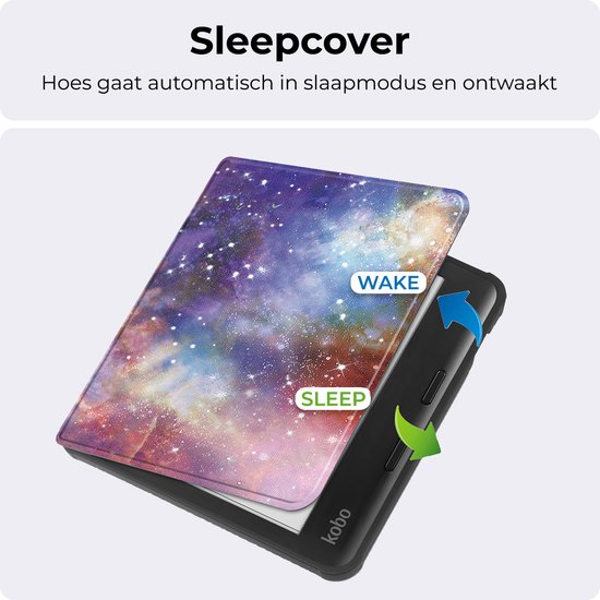 Hoesje Geschikt voor Kobo Libra Colour Hoesje Luxe Bescherm Case Met Screenprotector - Hoes Geschikt voor Kobo Libra Colour Hoes Book Cover - Galaxy van Hoesje  — afbeelding 5