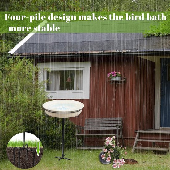 Inovra ® Metalen vogelbad voor in de tuin voor wilde vogels, waterbad