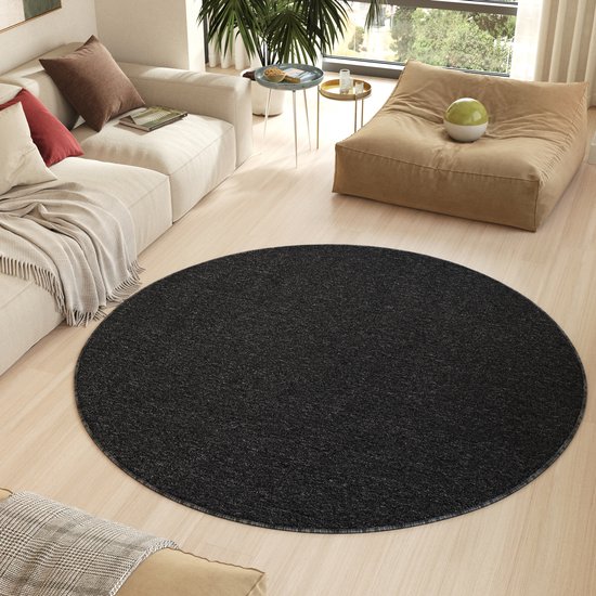 KRIPINC Round Vinyl Carpet Short Pile Black 80 Music Vintage for Living Room Bedroom (80x80cm, Style C