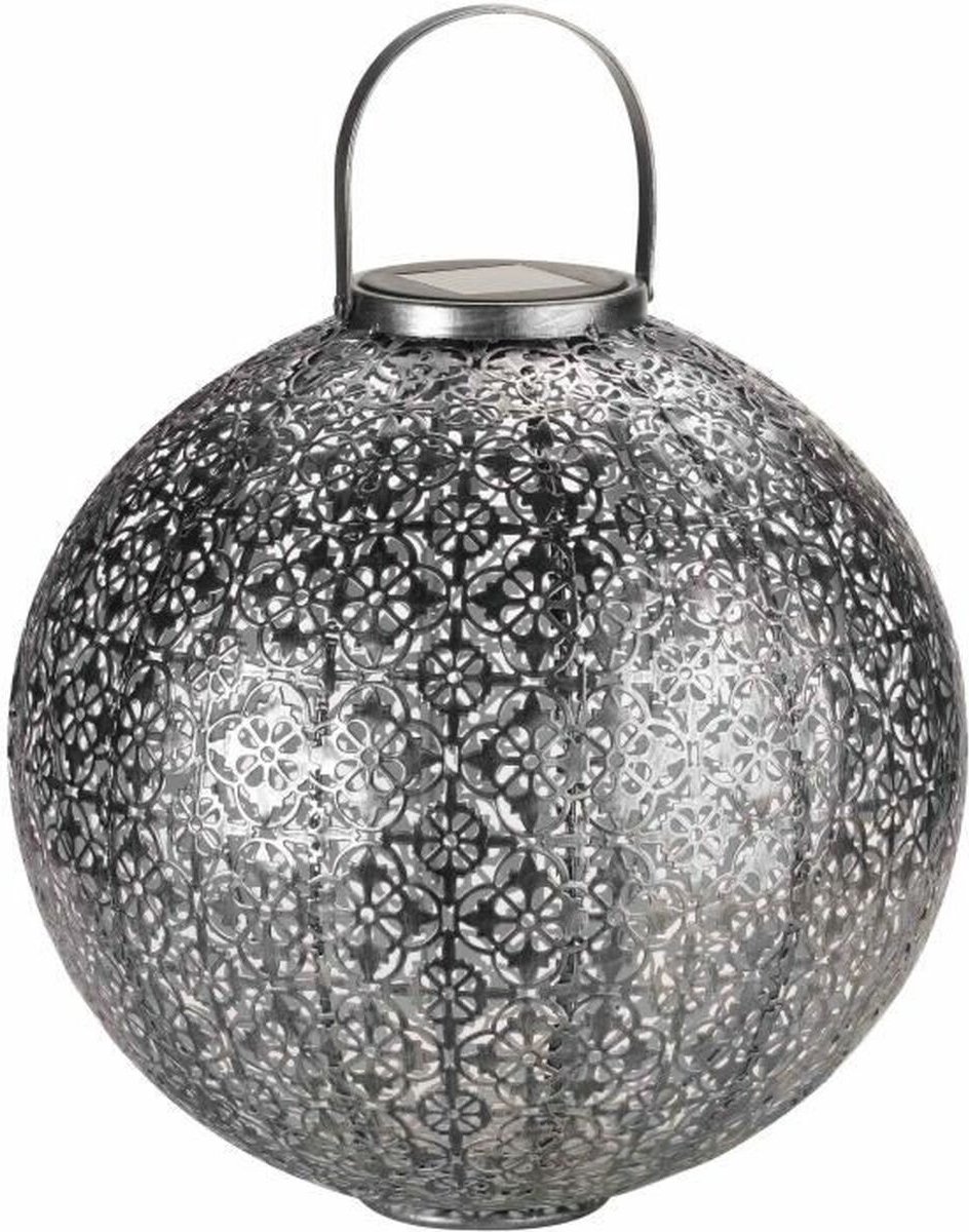Solar Lantern - SMART GARDEN - Jumbo Damascus in opengewerkt metaal - Zonne-energie - Oosterse sfeer - Zilver