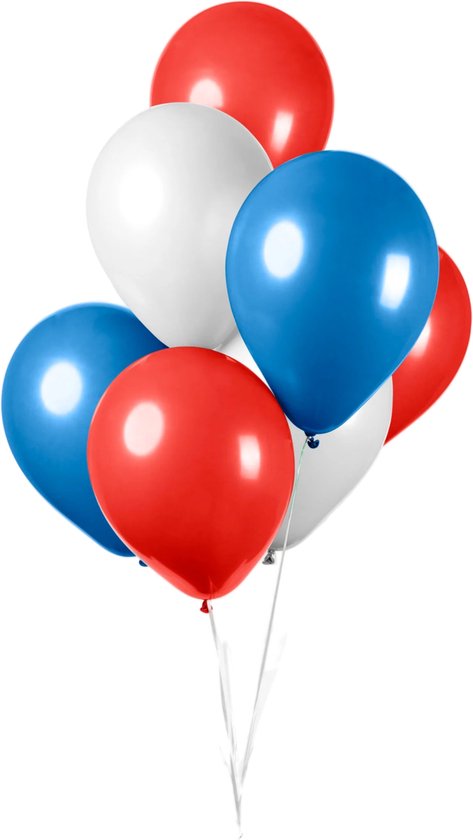 3BMT® Ballonnen Rood wit blauw - Koningsdag versiering - EK versiering - 24 stuks