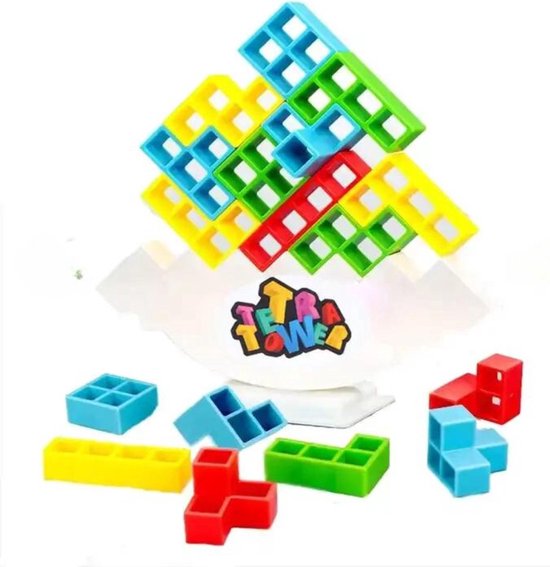 Foto: Balance game tetris 16 stukken toren tower evenwichtsspel balans leerzaam montessori speelgoed blokken tetris 3d