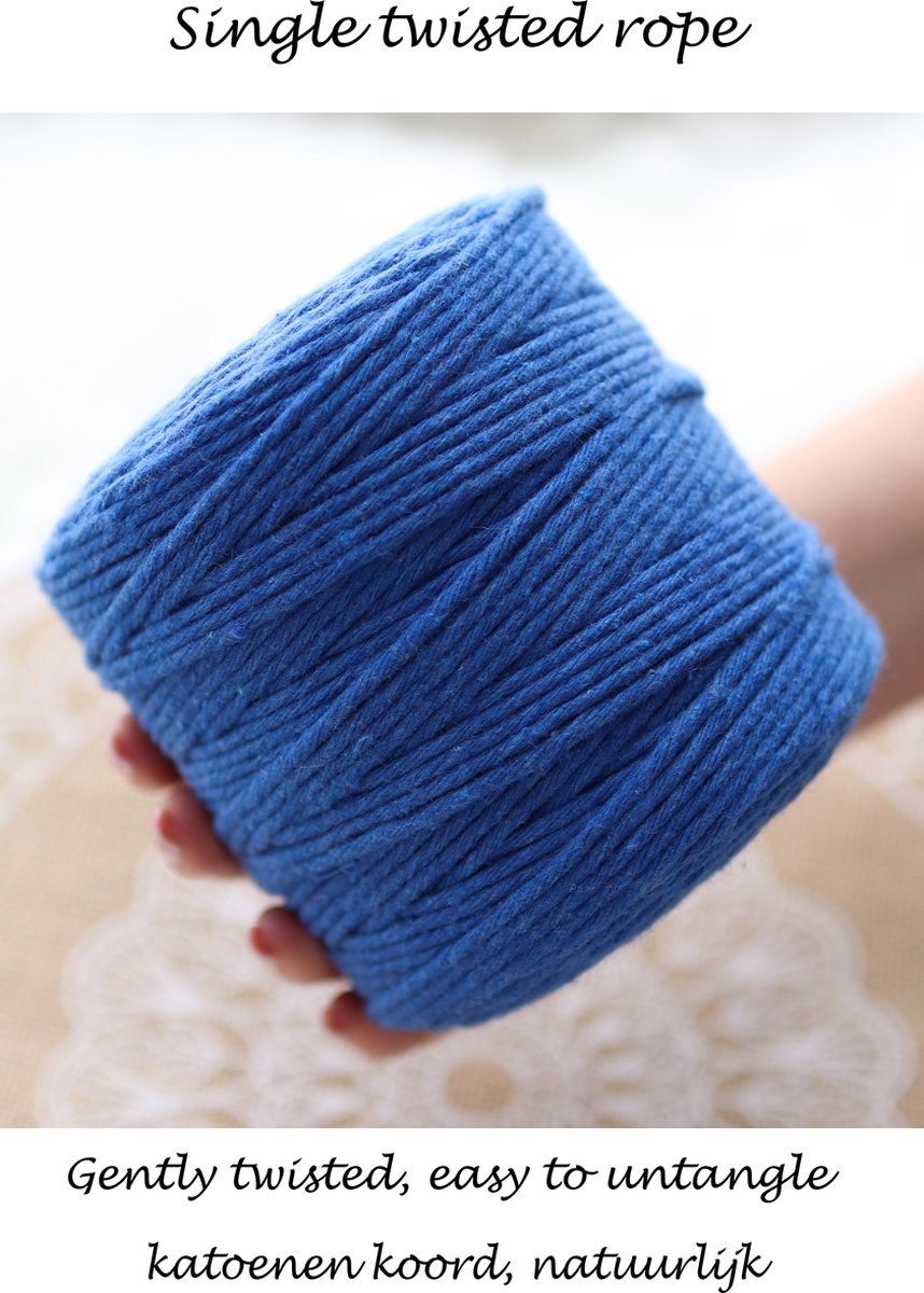 3mm x 200m Korenblauw macramé katoenen koord Macrame Touw|kleuren om mee te knutselen|Garen voor Wandkleed en Plantenhanger Zelf Maken|Dromenvanger||engel van macramé — afbeelding 8