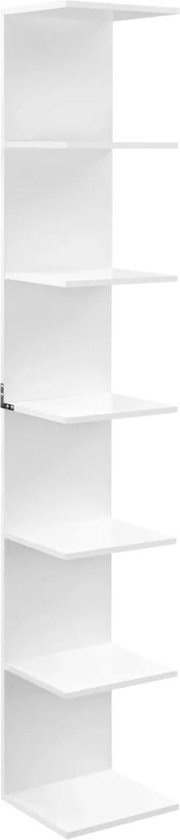 Nisorpa 4 Tier Rotatable Bookshelf, 360° Rotatable Bookcase Square Swivel Corner Display Storage Shelf Floor Standing Bookcase for Bedroom, Living Room, Study, Office, White