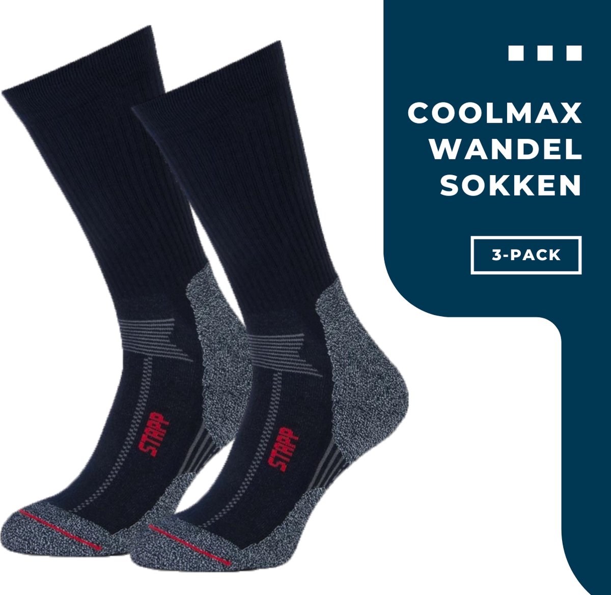 STAPP Boston 27410-149 Stevige Coolmax Wandelsokken marine – 3-Pack Blauw