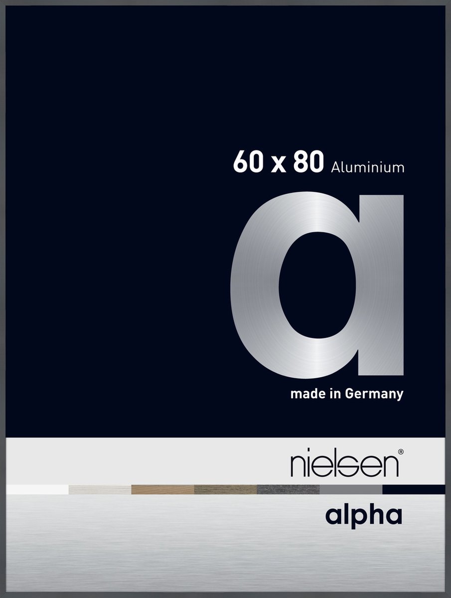 Nielsen Alpha Aluminium Wissellijst Glossy Dark Grey Silver 60x80cm Donkergrijs-glanzend