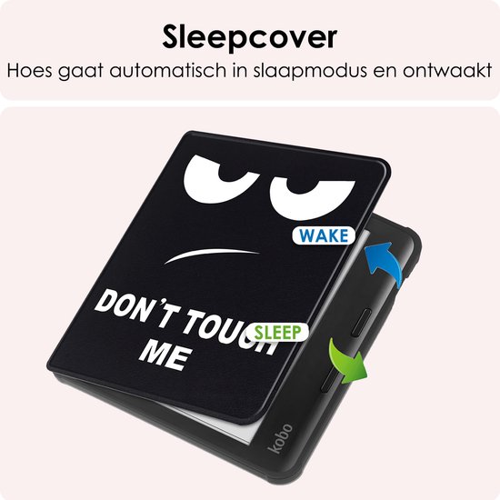 Hoes Geschikt voor Kobo Libra Colour Hoesje Bookcase Cover Book Case Hoes Sleepcover - Don't Touch Me van Merkloos — afbeelding 3