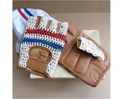 Retro Cycling fietshandschoenen zomer Nederland - Vintage style leather Cycling gloves-XL