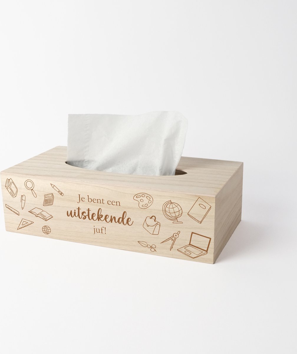 Tissue box - Cadeau juf - Cadeau juf einde schooljaar - Juf bedankt - Schoolspullen - zakdoekendoos - Juf cadeau