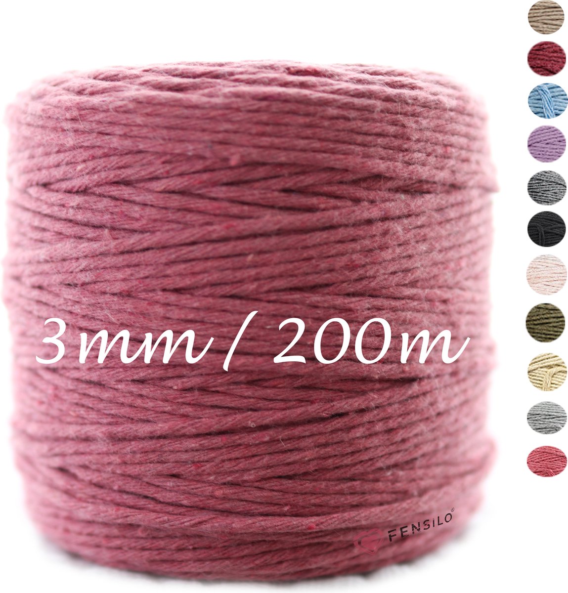 3mm x 200m Rosa - Dusty Pink macramé katoenen koord Macrame Touw|kleuren om mee te knutselen|Garen voor Wandkleed en Plantenhanger Zelf Maken|Dromenvanger||engel van macramé — afbeelding 2