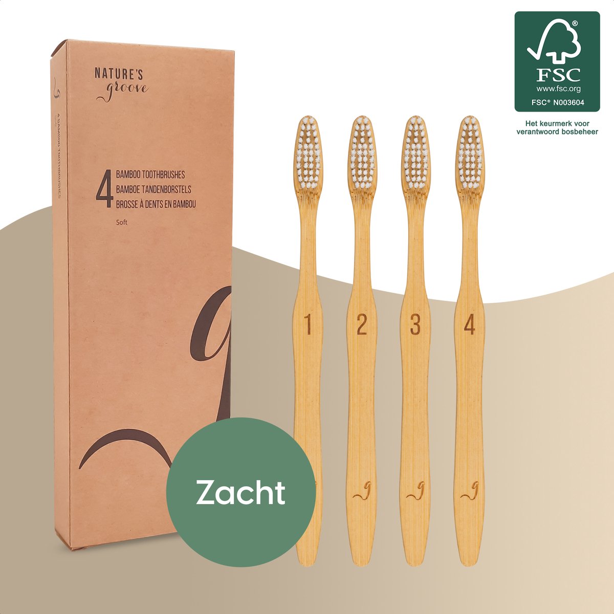 Goedkoopste NATURE’S groove® Bamboe Handtandenborstels Soft - 4 Stuks - Houten Tandenborstel - Handmatig