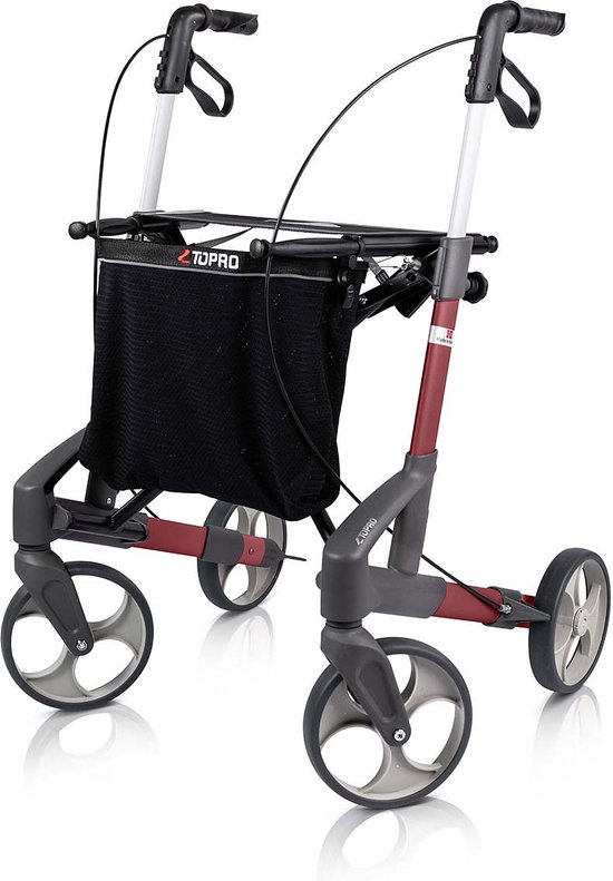 Rollator Topro Troja Original - M - (Lichtgewicht 6,8 kg) - Rood - Incl. Rugsteun
