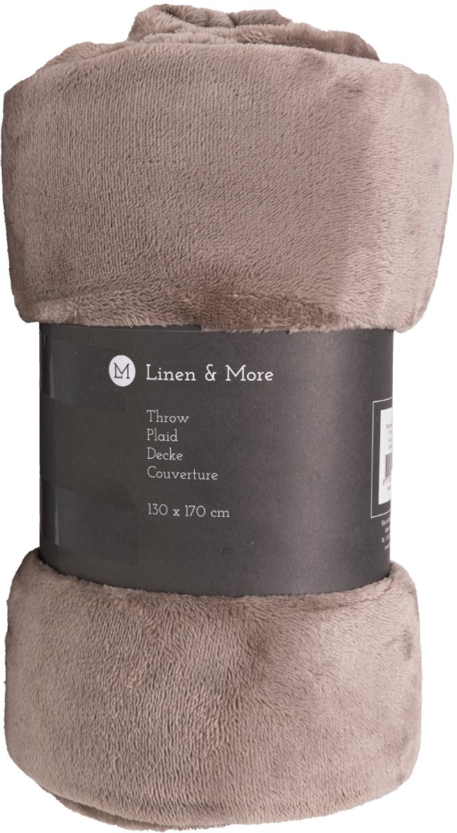 Linen & More Marmaris Taupe Plaid -130 X 170 -Plaid Voor Woonkamer Of Slaapkamer