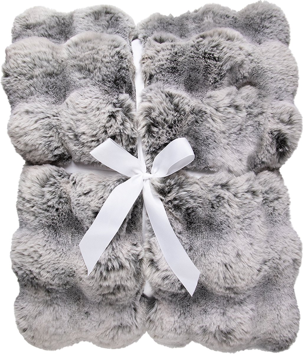 Mars & More plaid teddy bobbel grijs 130x170cm Bruin