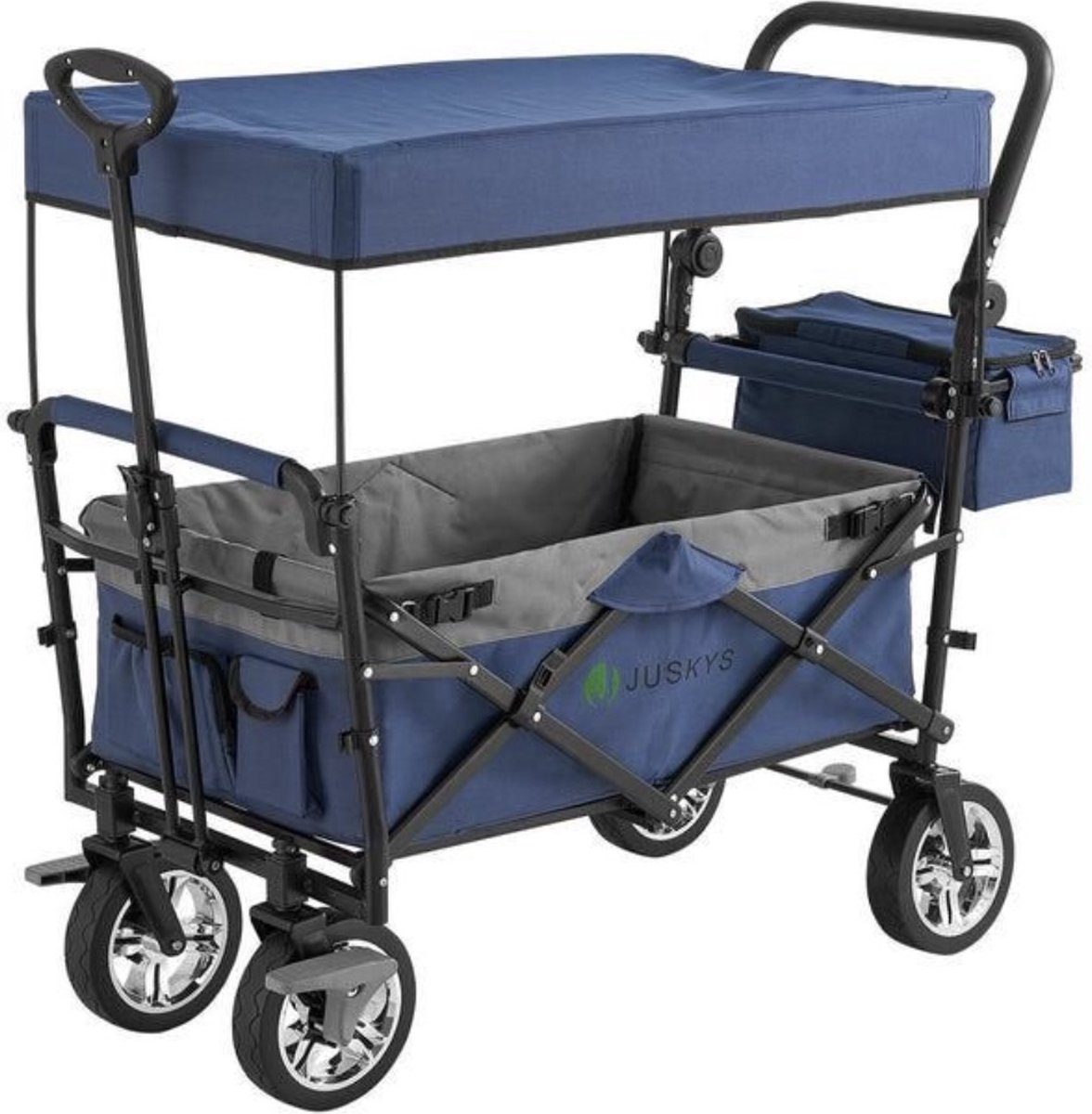 Luxe Bolderkar - Stevige bolderkar - Trekkar - Stevige design met goede banden - Opvouwbaar - 80KG draagkracht - Donkerblauw