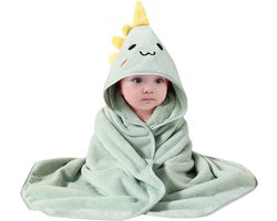 Groene Dinosaurus - Badcape - Baby Handdoek - Zachte Poncho - Badhanddoek - Met Capuchon - Badponcho - Dieren - Baby fleecedeken - Baby en Peuters - 0-3 jaar - Babydeken - Babycape - Wikkeldeken - Kraamcadeau - Handdoek - Kleuter - Multifunctionele