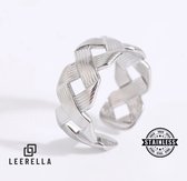 Leerella Prachtige Verstelbare Ring van Roestvrij Staal met Gevlochten Motief – Zilverkleurig – Elegante en Duurzame Accessoire voor Elke Gelegenheid Moederdag, Valentijnsdag, Verjaardagen