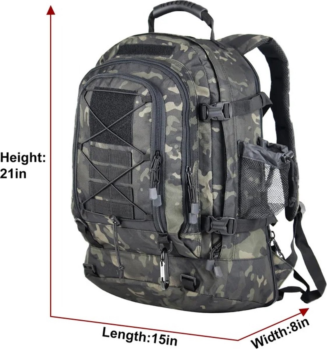 Bloominggoods® Backpack Groot - Militaire Rugzak - 50-60 liter - Bruin - Waterdicht - Dames – Heren – School - Reizen – foto 5