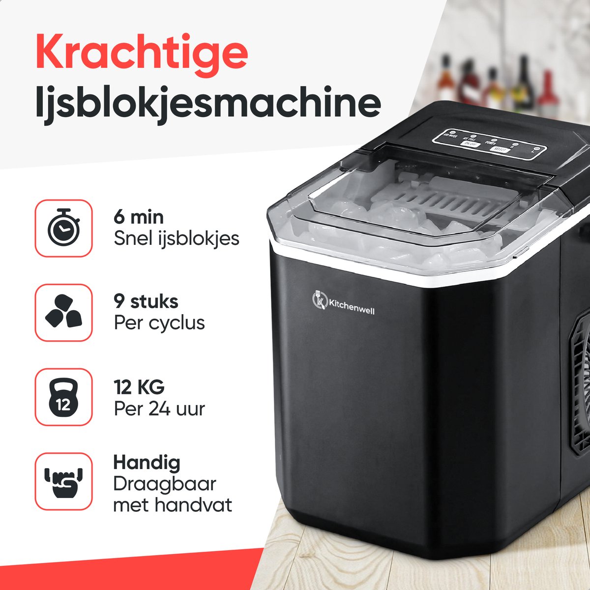 Koop nu IJsblokjesmachine 1 L Easy Clean Zwart