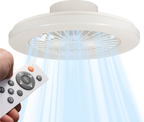 LED’s Light plafondventilator met verlichting 48 cm – Ventilatiesnelheid en bediening met afstandsbediening - Wit