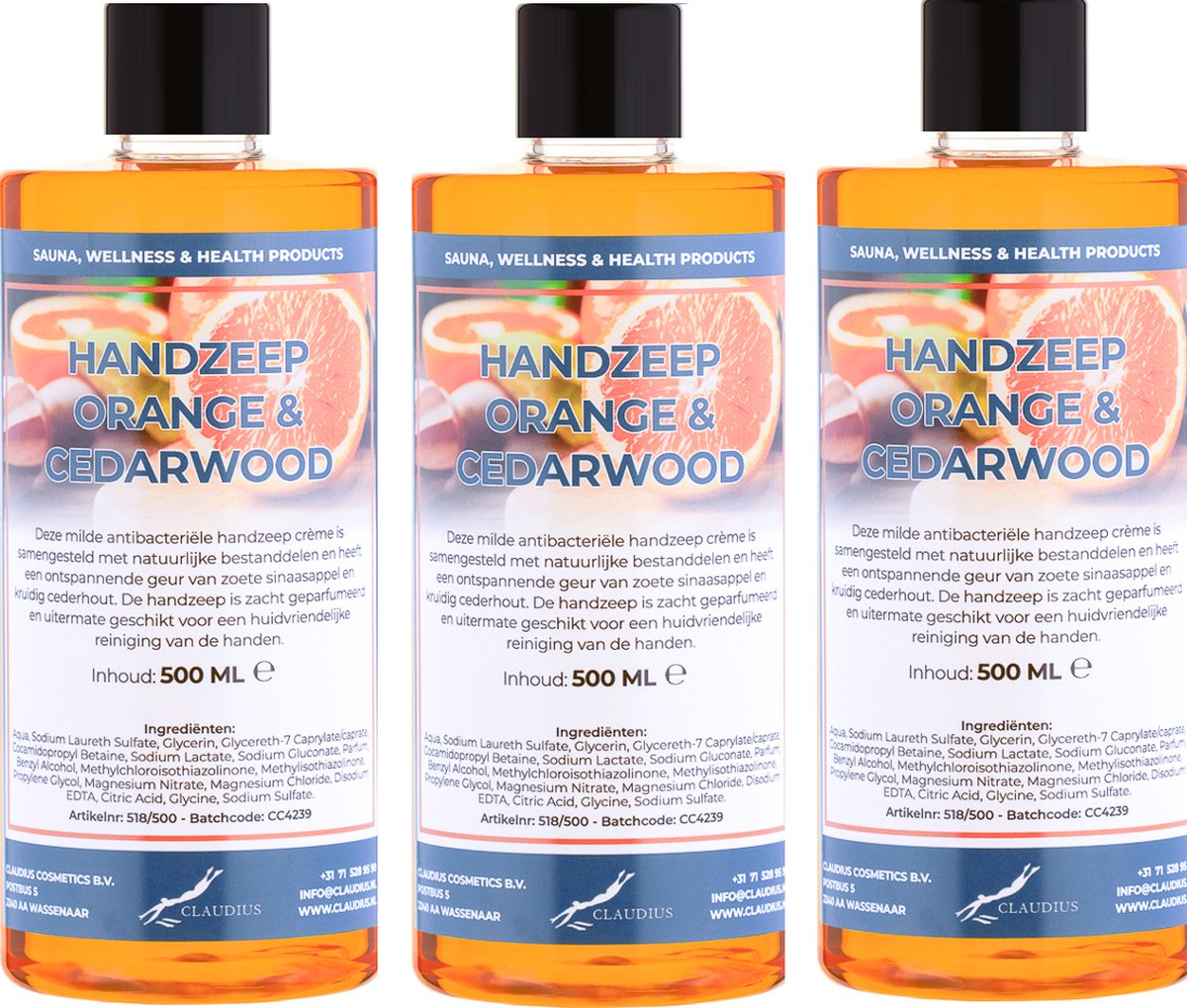 Goedkoopste Handzeep Sweet Orange & Cedarwood 500 ml - set van 3 stuks