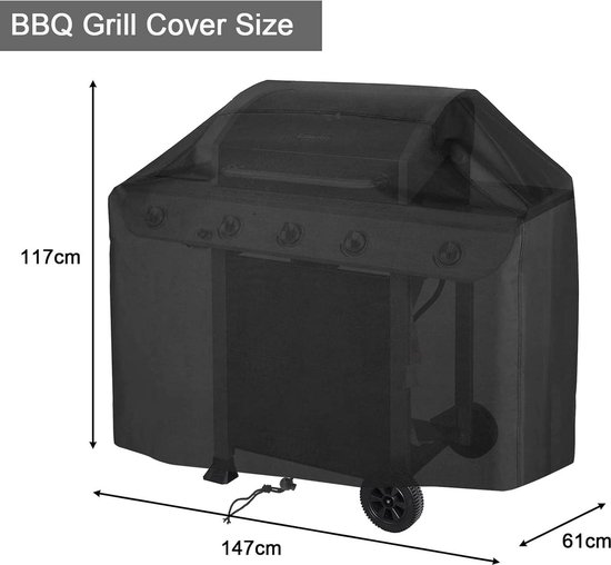 Barbecuehoes, weerbestendig, grillhoes, gasgrill, gasgrill, afdekzeil, waterdicht, winddicht, uv-bestendig, scheurvast (145 x 61 x 117