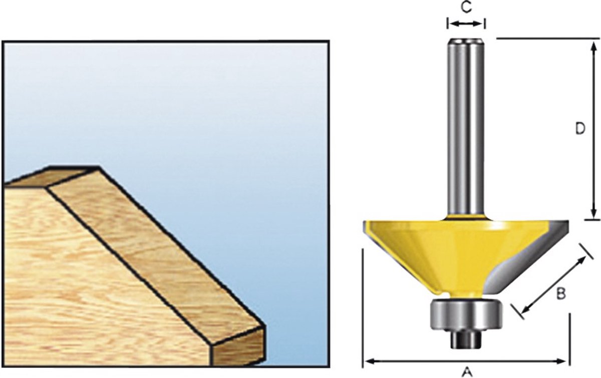 Makita - D-11514 - HM - afschuinfrees met kogellager - 12 mm