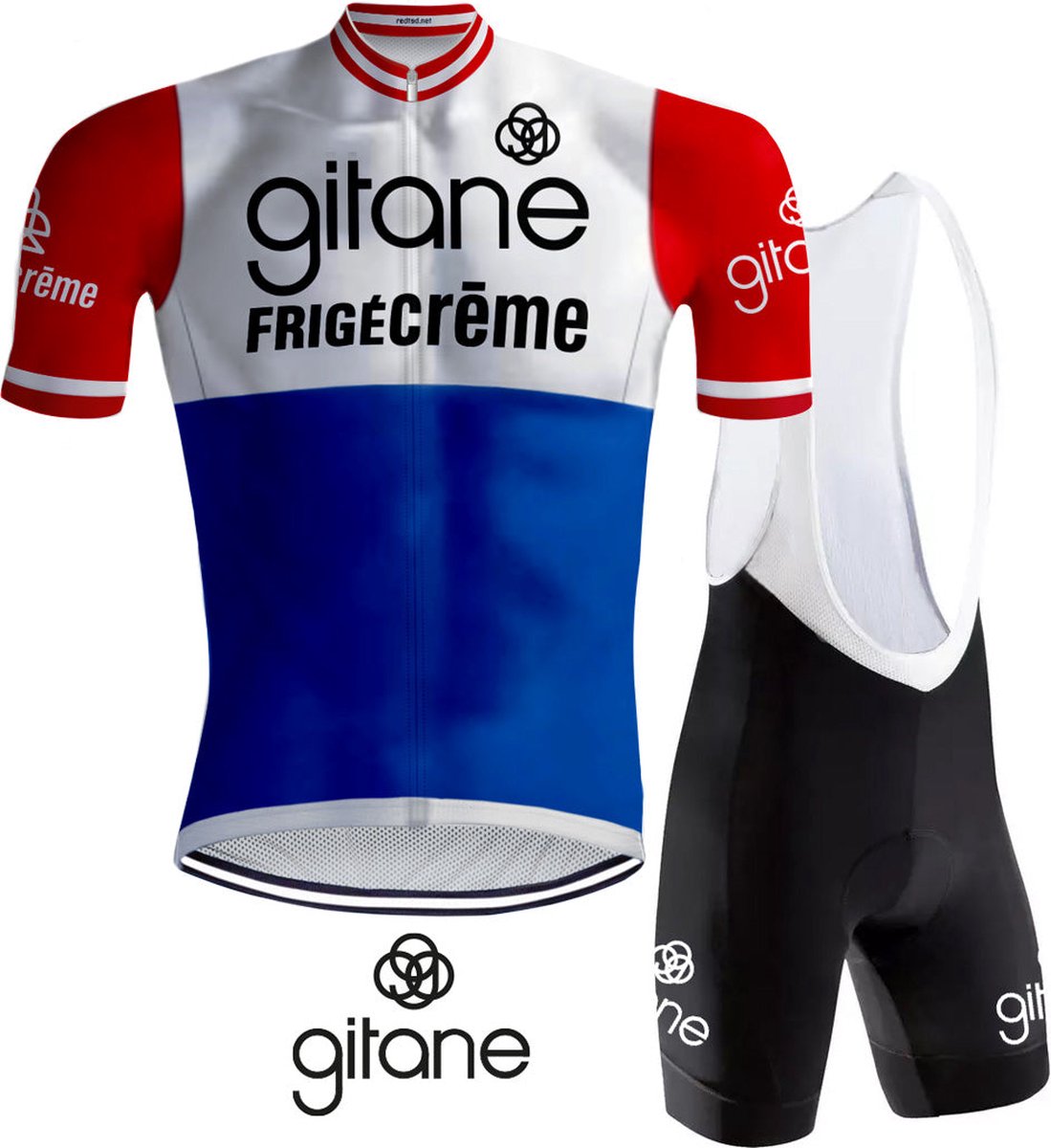 Retro Wielertenue Gitane FrigeCreme - REDTED - 4XL
