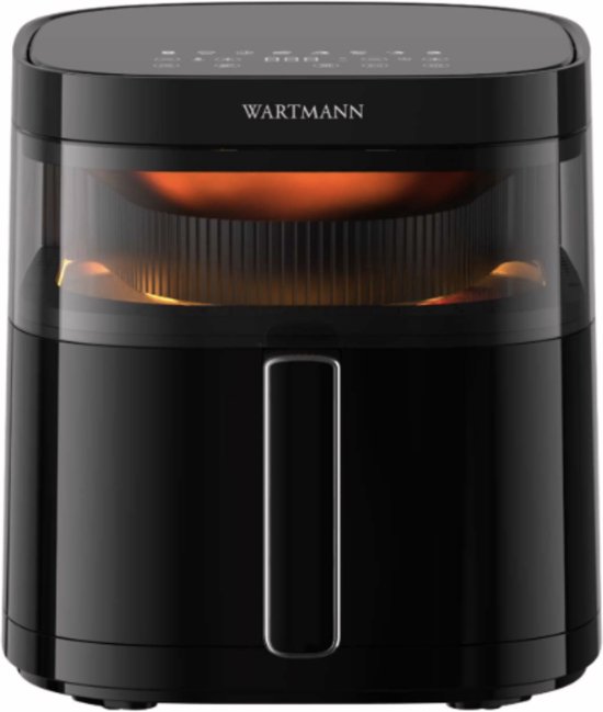 Foto: Wartmann airfryer pfas vrije heteluchtfriteuse met kijkvenster nieuw model 5 7 liter 10 programma s 1700 watt zwart