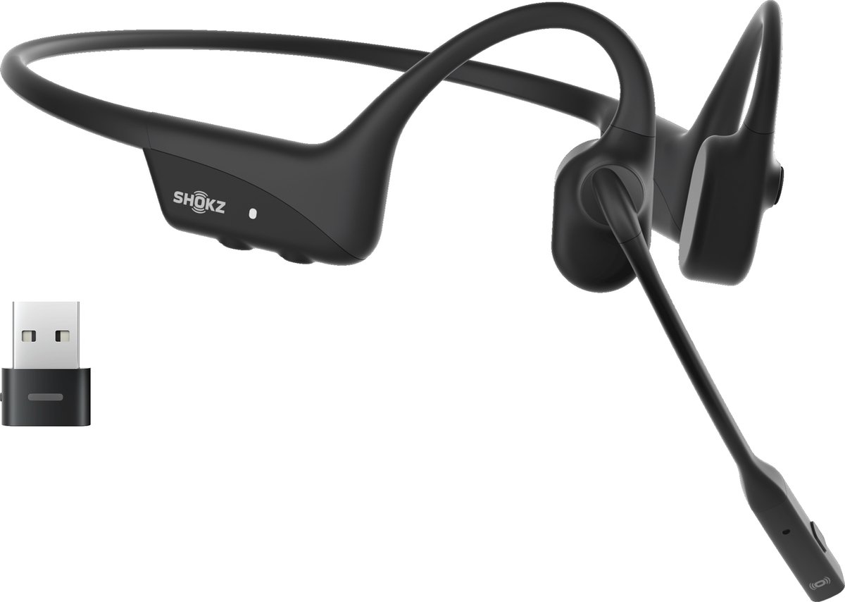 SHOKZ C110-AC-BK hoofdtelefoon/headset Draadloos oorhaak Kantoor/callcenter USB Type-C Bluetooth Zwart