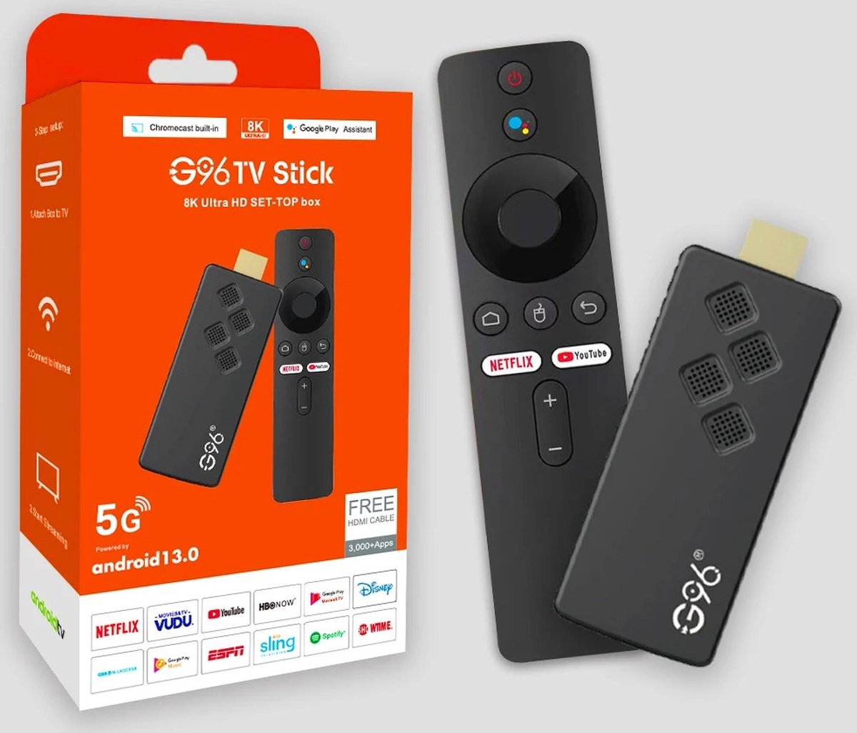 Chromecast met Google Tv - Android 13 - 18GB - 8K HDR10+ - Android Stick - USB Poort - Smart Tv -Android Tv Box
