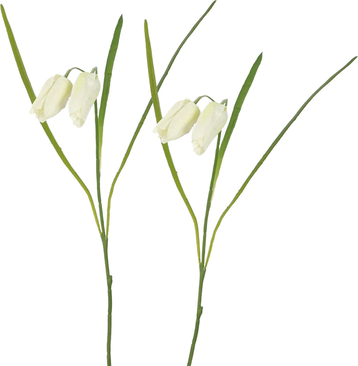 Viv! Home Luxuries Fritillaria - Kievitsbloem - 2 stuks - zijden bloem - wit - 54cm