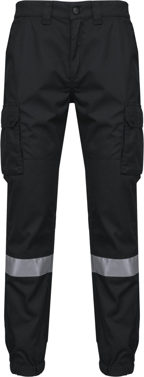 WK. Designed To Work Uniseks Cargobroek uniseks met elastische boord en reflecterende strook WK712 - Black - 56 NL (50 FR)