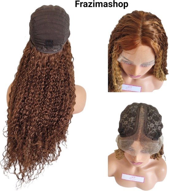 Frazimashop - Perruque à reflets résistants à la chaleur - Perruques Perruque ondulée profonde pour femme - 30 pouces Faits saillants de Luxe 13x1 T - Perruque avant en dentelle