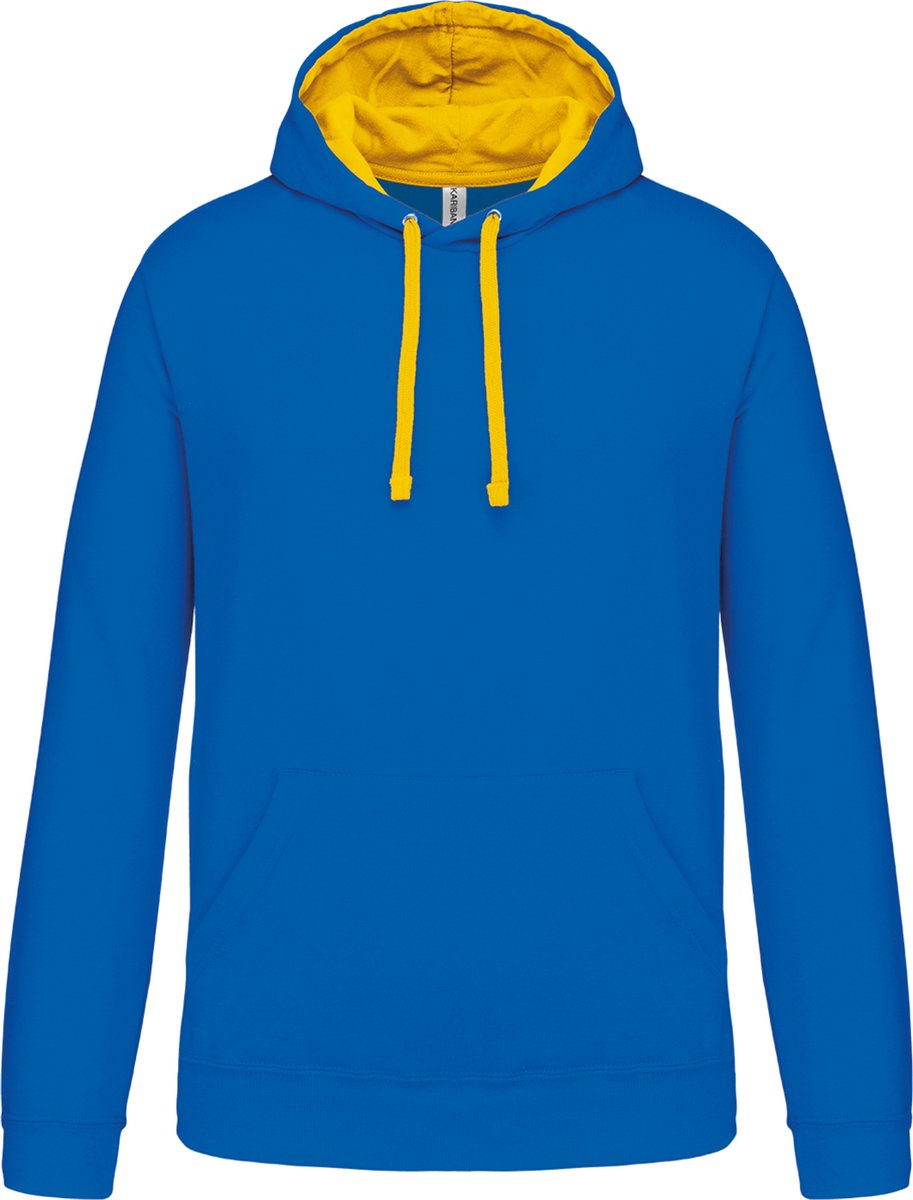 Kariban Hooded sweater met contrasterde capuchon K446 - Light Royal Blue / Yellow - S
