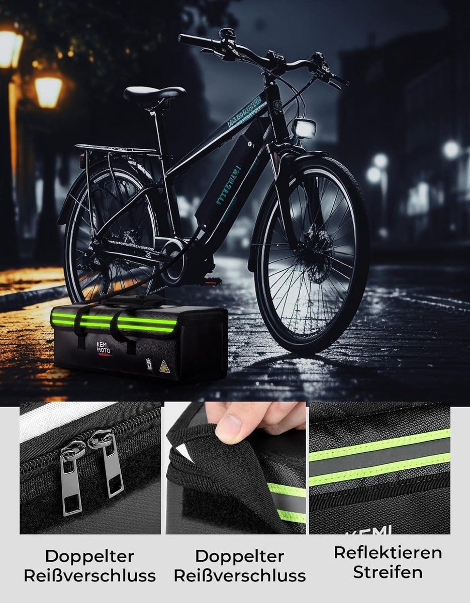 Sac De Transport Ignifuge Pour Batterie De Vélo électrique - Protection Antidéflagrante, étanche - Taille Dépliée 41x13x13 Cm