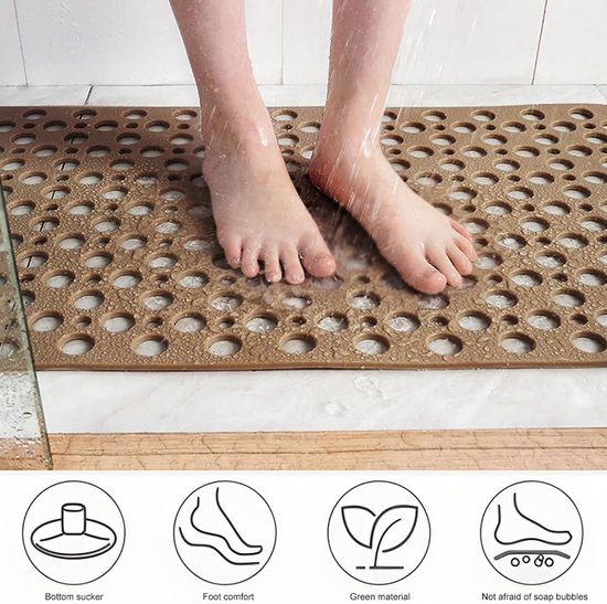 Antislip vierkante douchemat met afvoergaten en zuignappen