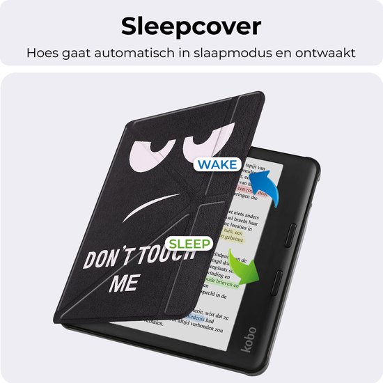Hoesje Geschikt voor Kobo Libra Colour Hoesje Luxe Bescherm Case Trifold Met Screenprotector - Hoes Geschikt voor Kobo Libra Colour Hoes Book Cover - Don't Touch Me van Hoesje  — afbeelding 3