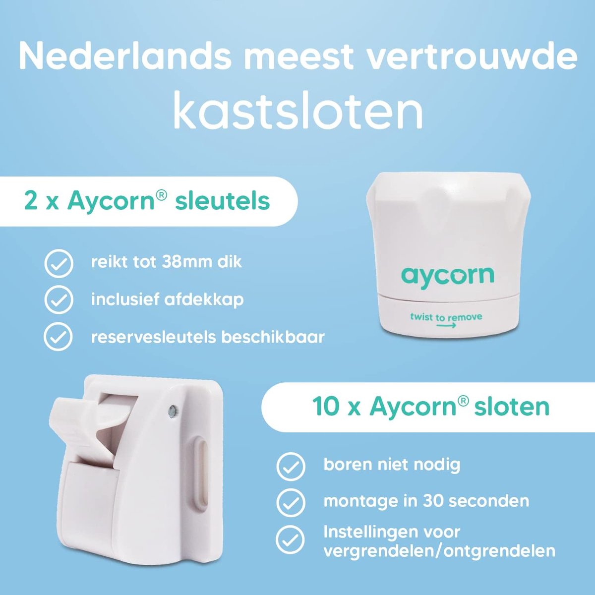 AYCORN Magnetisch Kinderslot Kastjes – Baby Peuter Magneet Beveiliging voor Kast, Deur en Lade – 10 Sloten en 2 Sleutels – Incl Instructievideo – Nieuwste Ontwerp om Kinderen en Peuters te Beschermen – Geen Boor of Schroeven – foto 8