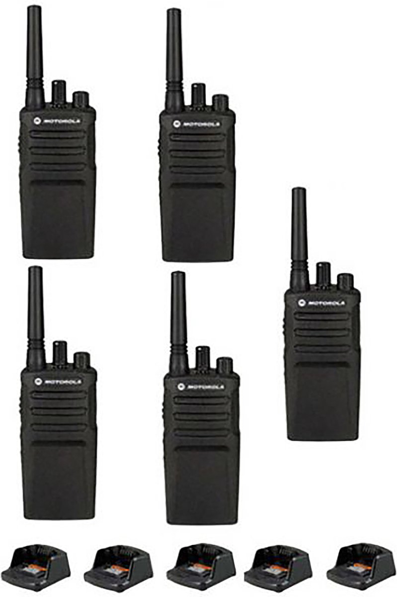 Set van 5 Motorola XT420 UHF IP55 PMR446 Portofoon met laders
