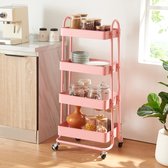 Bol.com Keukentrolley Pyhäntä met 4 manden 1035x46x35 cm roze [en.casa] aanbieding