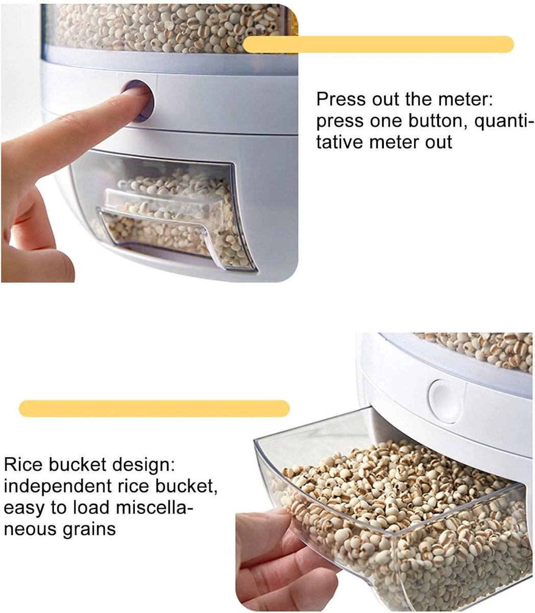 Distributeur De Riz Rotatif Avec 6 Compartiments - Récipient De Stockage Alimentaire Hermétique